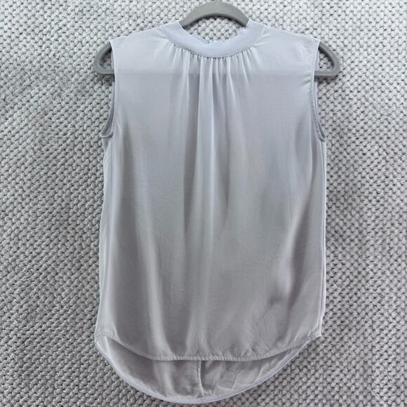 Vince Top Womens XS Blue Silk Mock Neck Sleeveless Lightweight Zip Closure - Picture 1 of 13